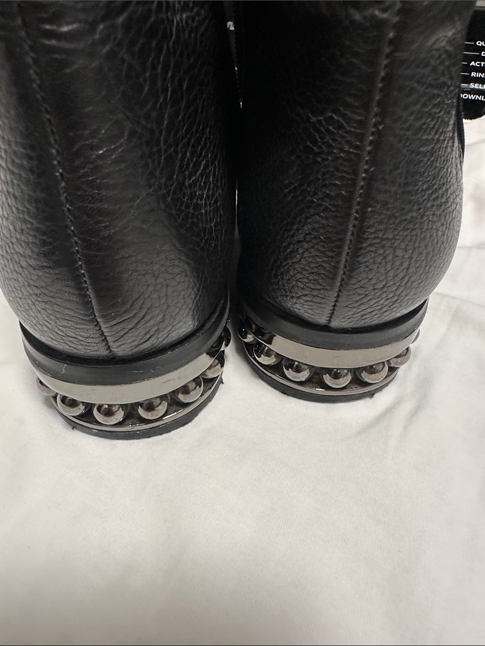 Karl Lagerfeld Black Leather Ankle Boots with Studded Metallic Heel 8.5 - Picture 8 of 8